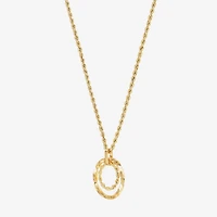 Womens 10K Gold Circle 18 Inch Pendant Necklace