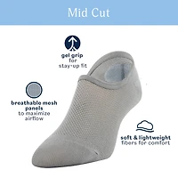 Peds Mid Cut Womens Breathable Multi-Pack 4 Pair Liner Socks