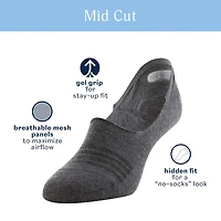 Peds Mid Cut Womens Breathable Multi-Pack 6 Pair Liner Socks