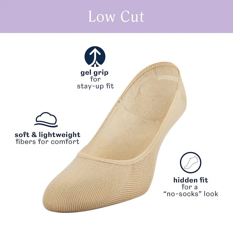 Peds Gel Ultra Low Cut Womens Multi-Pack 2 Pair Liner Socks