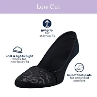 Peds Lace Ultra Low Cut Womens Multi-Pack 2 Pair Liner Socks