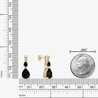 Womens Genuine Black Onyx 10K Gold Pear Drop Earrings