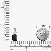 Womens Genuine Black Onyx 10K Gold Cushion 18 Inch Pendant Necklace