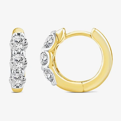 (Si2/ H) Womens 1 CT. T.W. Lab Grown White Diamond 10K Gold 14mm Hoop Earrings