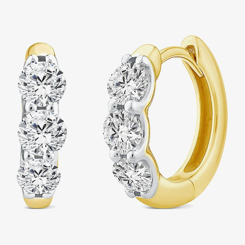 (Si2/ H) Womens 1 CT. T.W. Lab Grown White Diamond 10K Gold 14mm Hoop Earrings