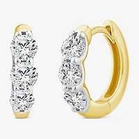 (Si2/ H) Womens 1 CT. T.W. Lab Grown White Diamond 10K Gold 14mm Hoop Earrings