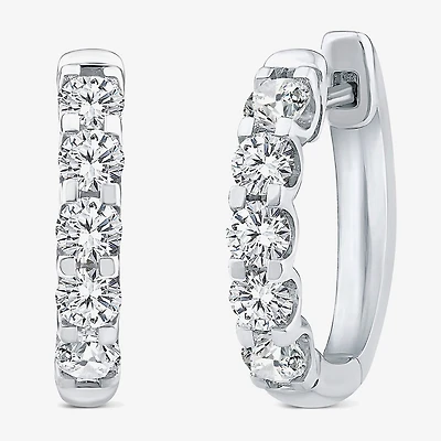 (Si2/ H) Womens 1 CT. T.W. Lab Grown White Diamond 10K Gold 16.2mm Hoop Earrings