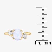 Womens Genuine Semi Precious Stone Sterling Silver Oval 3-Stone Cocktail Ring