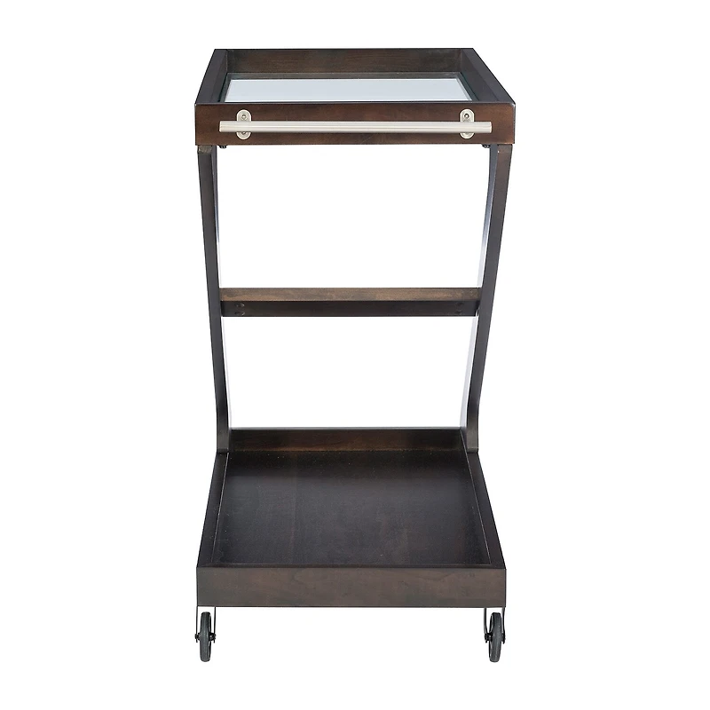 Linon Downey Glass-Top Serving Cart