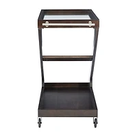 Linon Downey Glass-Top Serving Cart