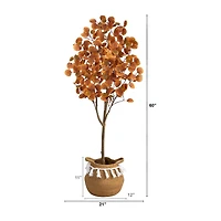Nearly Natural 5ft Eucalyptus Orange Indoor Artificial Tree