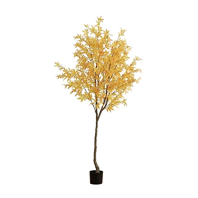 Nearly Natural 7ft Yellow Autumn Maple Indoor Artificial Tree