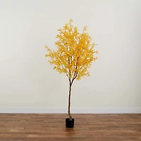 Nearly Natural 7ft Yellow Autumn Maple Indoor Artificial Tree
