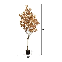 Nearly Natural 7ft Eucalyptus Orange Indoor Artificial Tree