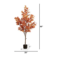 Nearly Natural 5ft Autumn Oak Indoor Artificial Tree