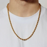 Men's Yellow Stainless Steel Solid Rope Chain Necklace