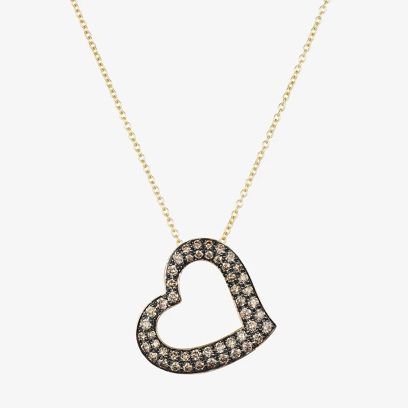 Le Vian Grand Sample Sale Le Vian Grand Sample Sale Limited Quantities! Womens 3/4 CT. T.W. Natural Champagne Diamond 14K Gold Heart 18 Inch Pendant Necklace