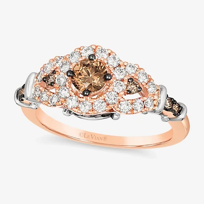 Le Vian Grand Sample Sale Le Vian Grand Sample Sale Limited Quantities! Womens 7/8 CT. T.W. Natural Champagne Diamond 14K Two Tone Gold Round Halo Cocktail Ring