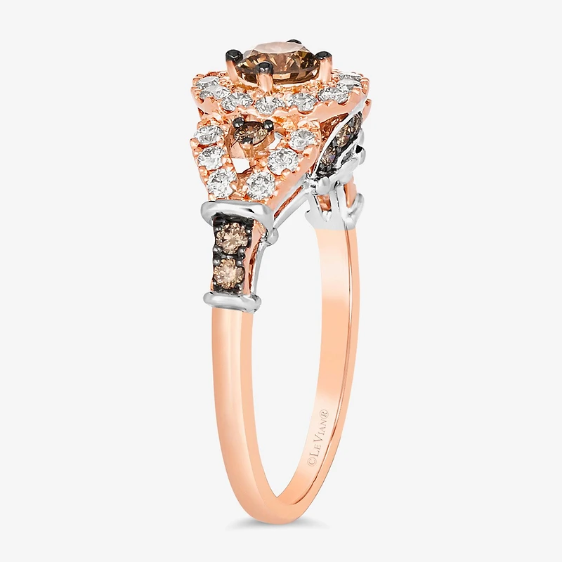 Le Vian Grand Sample Sale Le Vian Grand Sample Sale Limited Quantities! Womens 7/8 CT. T.W. Natural Champagne Diamond 14K Two Tone Gold Round Halo Cocktail Ring