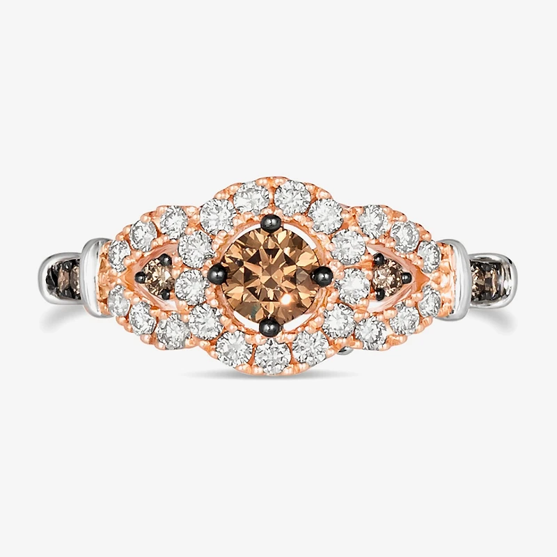 Le Vian Grand Sample Sale Le Vian Grand Sample Sale Limited Quantities! Womens 7/8 CT. T.W. Natural Champagne Diamond 14K Two Tone Gold Round Halo Cocktail Ring