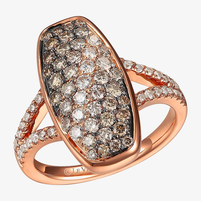 Le Vian Grand Sample Sale Le Vian Grand Sample Sale Limited Quantities! Womens 1 1/6 CT. T.W. Natural Champagne Diamond 14K Gold Oblong Side Stone Cocktail Ring