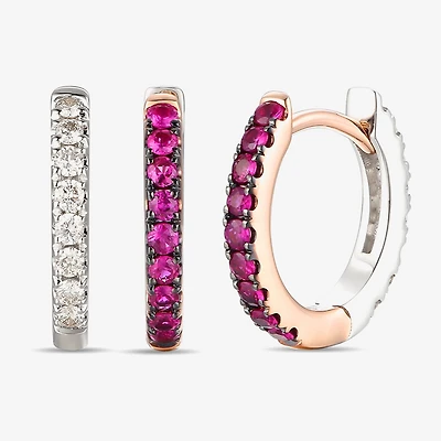 Le Vian Grand Sample Sale Le Vian Grand Sample Sale Limited Quantities! Womens 1/5 CT. Genuine Red Ruby 14K Two Tone Gold 12.5mm Hoop Earrings