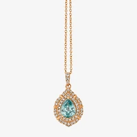 Le Vian Grand Sample Sale Le Vian Grand Sample Sale Limited Quantities! Womens 1/4 CT. T.W. Genuine Blue Zircon 14K Gold Pear 18 Inch Pendant Necklace