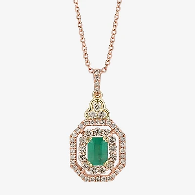 Le Vian Grand Sample Sale Le Vian Grand Sample Sale Limited Quantities! Womens 7/8 CT. T.W. Genuine Green Emerald 14K Two Tone Gold 20 Inch Pendant Necklace