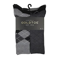 Gold Toe Campbell Mens 6 Pair Big and Tall Crew Socks