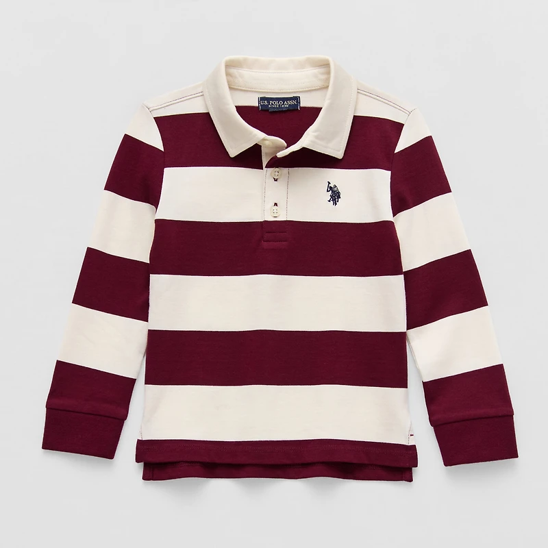 U.S. Polo Assn. Toddler Boys Y Neck Long Sleeve Regular Fit Embroidered Shirt