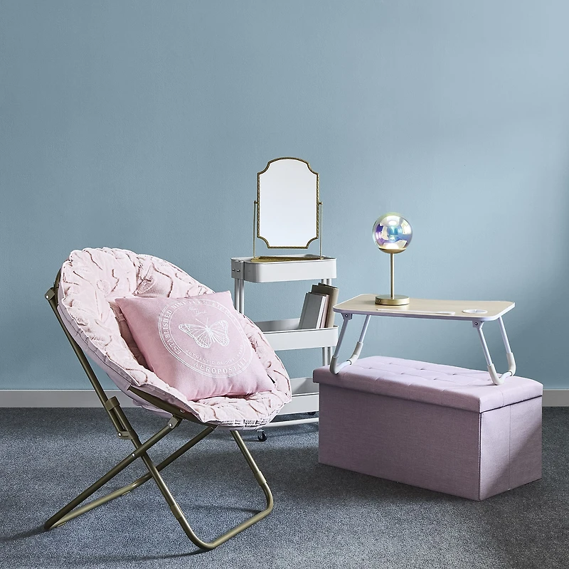 AEROPOSTALE Faux Fur Bow Saucer Papasan Chair