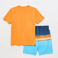 ZeroXposur Big Kid Boys UV Protection Striped 2-pc. Rash Guard Set