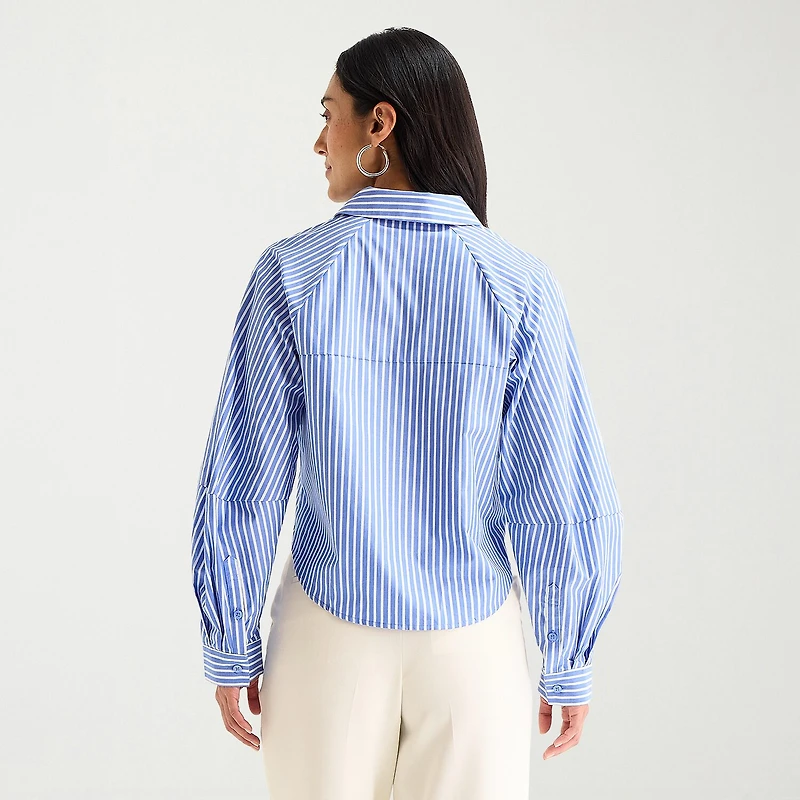 Worthington Womens Long Sleeve Button Front Blouse
