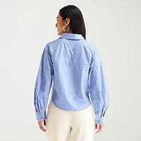 Worthington Womens Long Sleeve Button Front Blouse