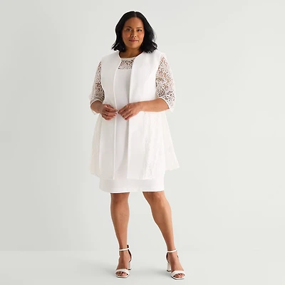 Maya Brooke Womens Plus Jacket Dress