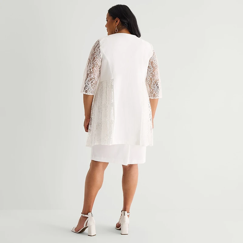 Maya Brooke Womens Plus Jacket Dress