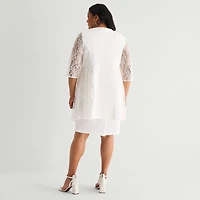 Maya Brooke Womens Plus Jacket Dress