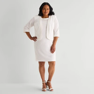 Maya Brooke Womens Plus Jacket Dress