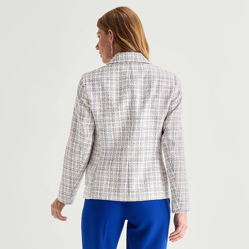 Black Label by Evan-Picone Tweed Womens Classic Fit Flat Front Suit Jacket