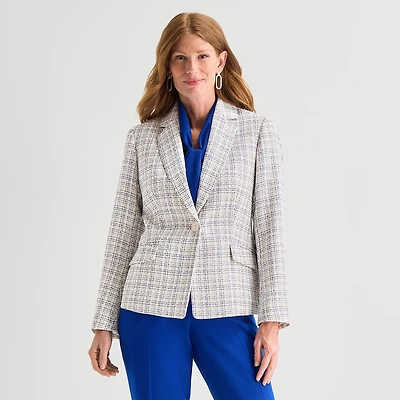 Black Label by Evan-Picone Tweed Womens Classic Fit Flat Front Suit Jacket