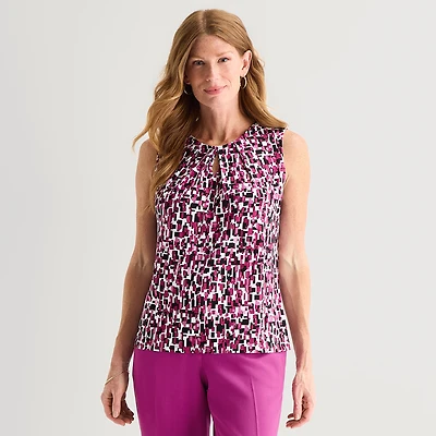 Black Label by Evan-Picone Womens Keyhole Neck Sleeveless Blouse