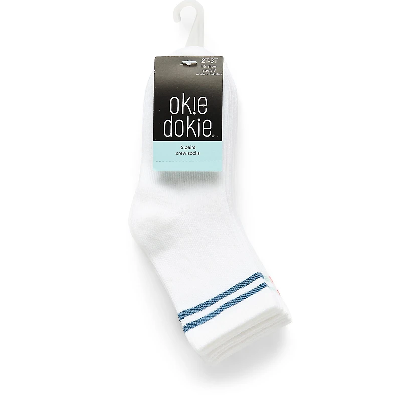 Okie Dokie Little & Big Kid Boys 6 Pair Crew Socks