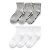 Okie Dokie Little & Big Kid Boys Multi-Pack 6 Pair Quarter Ankle Socks
