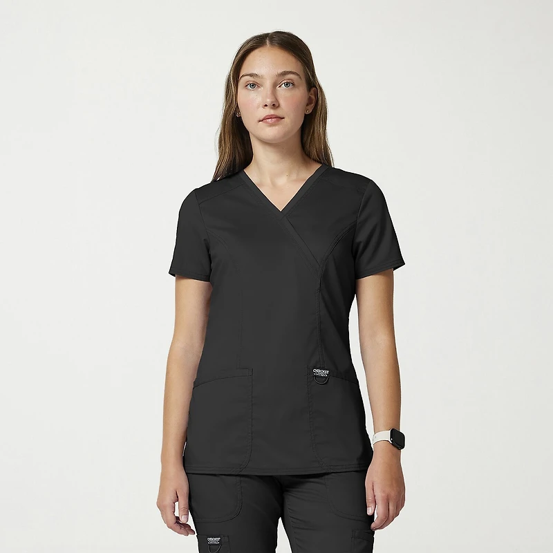 Cherokee Womens Mock Neck Short Sleeve Scrub Top