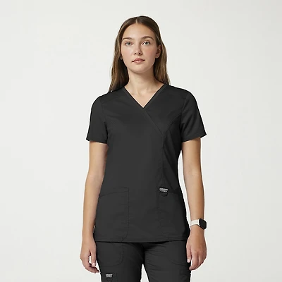 Cherokee Womens Mock Neck Short Sleeve Scrub Top