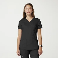 Cherokee Womens Mock Neck Short Sleeve Scrub Top