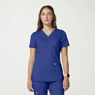 Cherokee Womens Mock Neck Short Sleeve Scrub Top