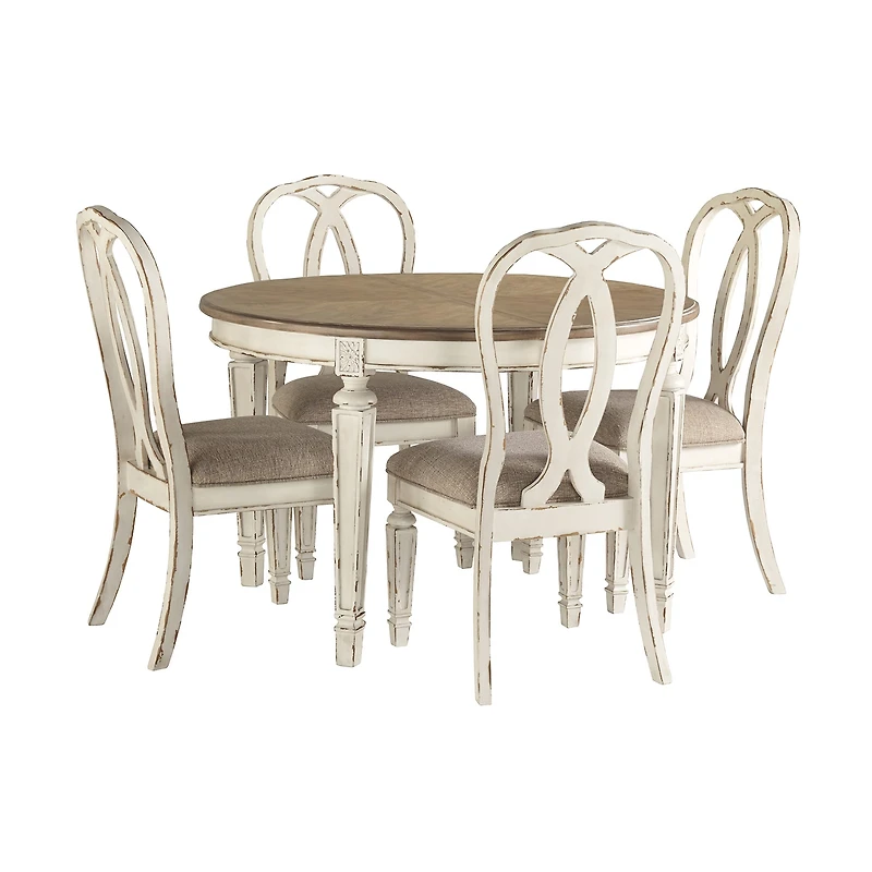 Signature Design by Ashley Realyn 5-Piece Oval Extension Ribbon Back Dining Set