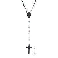 Steeltime Miraculous Medal Mens Stainless Steel Hypoallergenic 26 Inch Rosary Necklace