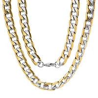 Steeltime Mens 18K Gold Over Stainless Steel Hypoallergenic 24 Inch Link Necklace